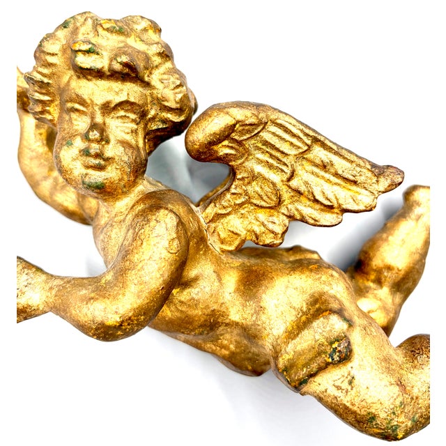 Antique French Giltwood Cherub Putti Sculpture Fragment For Sale - Image 9 of 12