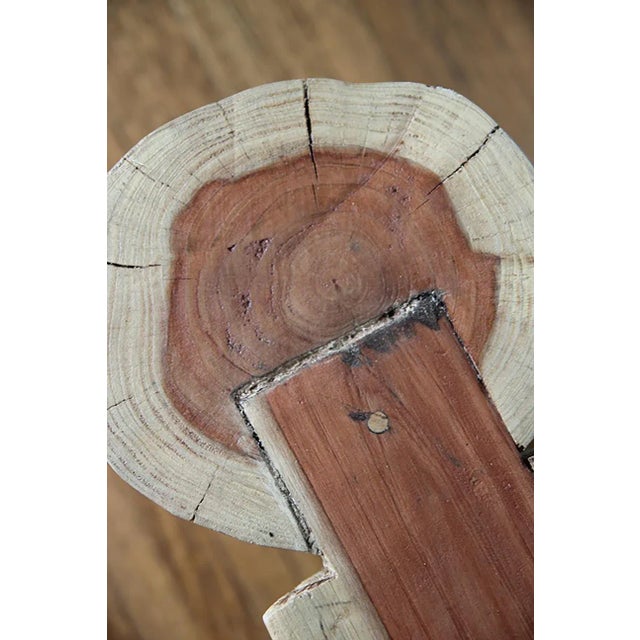 1970s Teak Wood Bench, Modern Organic, Cylindrical Legs For Sale - Image 11 of 12