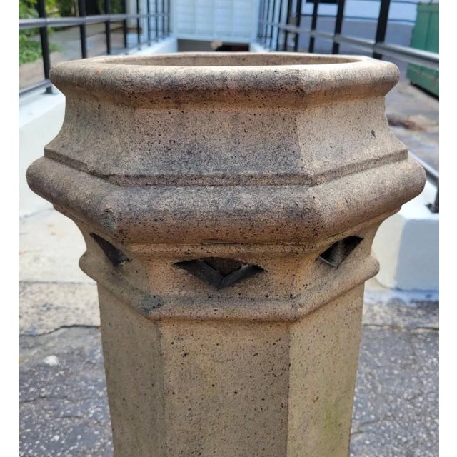Late 19th Century Antique Scottish Salt-Glazed Octagonal Chimney Pot, 31” Tall For Sale - Image 5 of 9