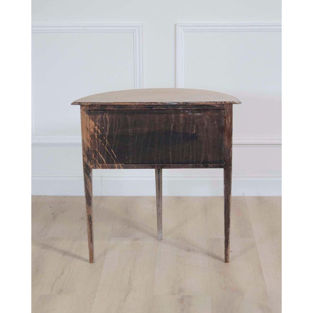 Greige Dutch 20th Century Bleached Oak Demi-Lune Console Table with Tambour Door For Sale - Image 8 of 9
