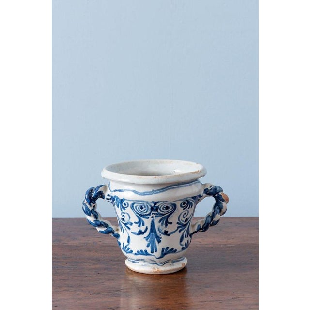17th Century Nevers Faience Blue and White Jasmine Vases, Set of 2 For Sale - Image 11 of 18