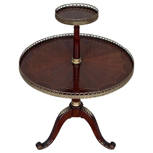 Louis XVI Style Two-Tier Mahogany Bouillotte Round Table in Style of Jansen For Sale - Image 10 of 10