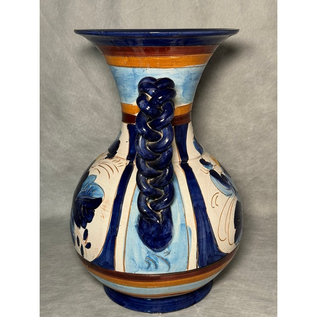 Large Italian Hand-Painted Ceramic Pitcher, 1970s For Sale - Image 3 of 11