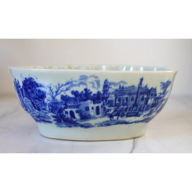 Victorian Vintage Victoria Ware Ironstone Flow Blue Bowl or Butter/Pudding Mold For Sale - Image 3 of 9