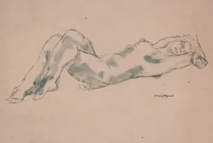 1927 William Littlefield French Female Nude Watercolor