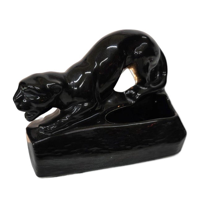 1950s 1950s Black Panther Tv Lamp Ceramic Jungle Cat Light Mid Century Modern For Sale - Image 5 of 8