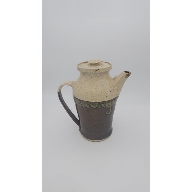 Mid 20th Century Vintage Studio Pottery Tall Pitcher with Lid For Sale - Image 5 of 10