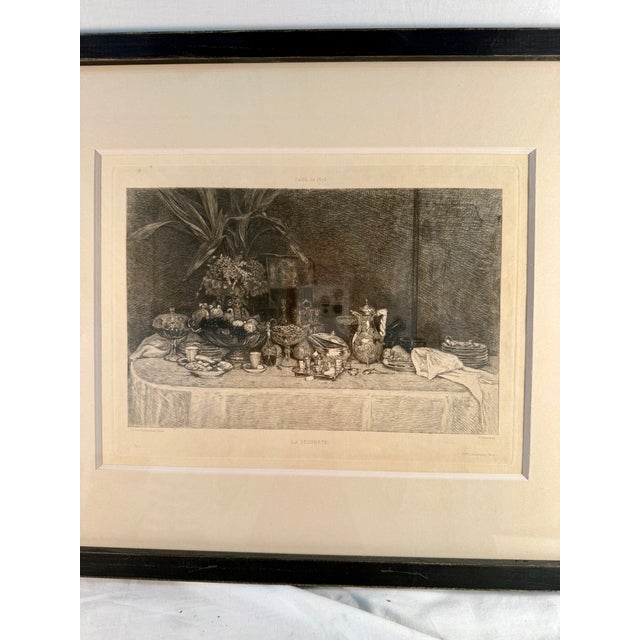 Late 19th Century Antique, French Lithograph, Dessert Table, Framed Late 1800s For Sale - Image 5 of 7