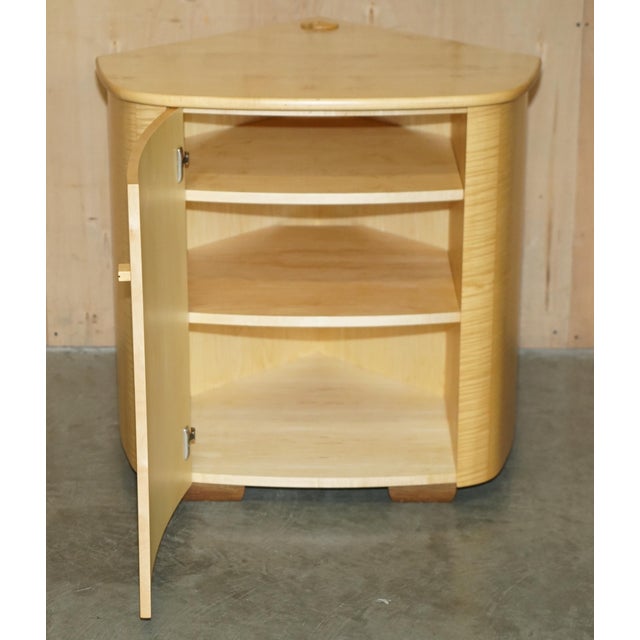 Satin Birch Bow Fronted Television TV Cabinet from Baxter & Lee For Sale - Image 6 of 9