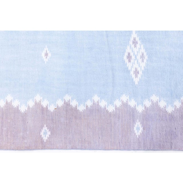 Textile Doris Leslie Blau Dhurrie Mid-Century Light Blue Handmade Rug For Sale - Image 7 of 7