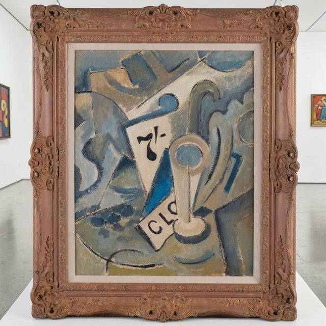 Abstract Cubist Style Composition, Mid-20th Century, Oil on Canvas For Sale - Image 7 of 7