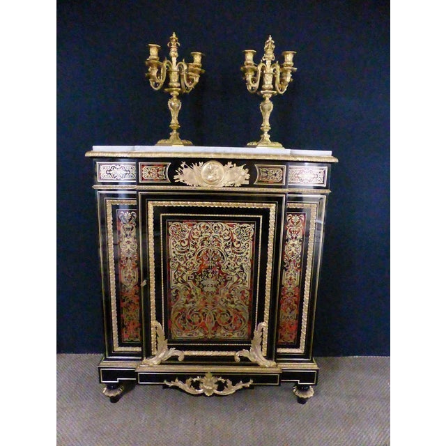 Black Antique Marquetry Inlaid Buffet For Sale - Image 8 of 12