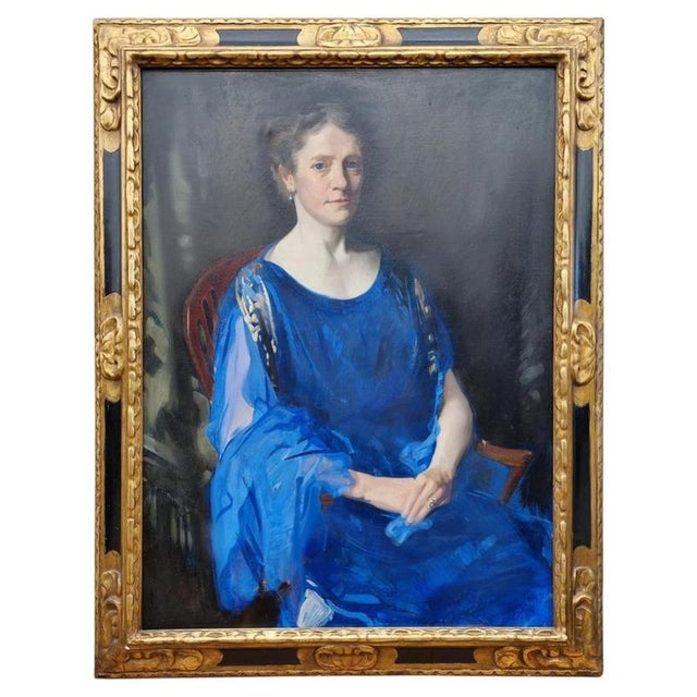 Archibald George Barnes, Portrait of Louisa E. Boycott-Grazebrook, Early 20th Century, Oil Painting on Canvas For Sale - Image 8 of 8