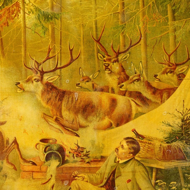 Late 19th Century Antique Oil Print With Hunting Party Overrun by Deer 19th For Sale - Image 5 of 8