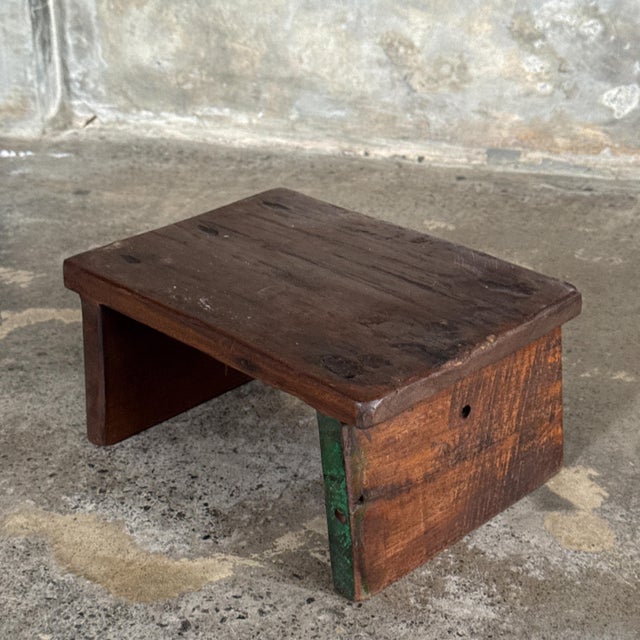 Small Upcycled Teak Stool, 1990s For Sale - Image 6 of 12