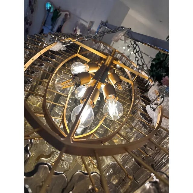 Mid-Century Modern Large Murano Glass Chandelier in Gold by Simoeng For Sale - Image 3 of 13