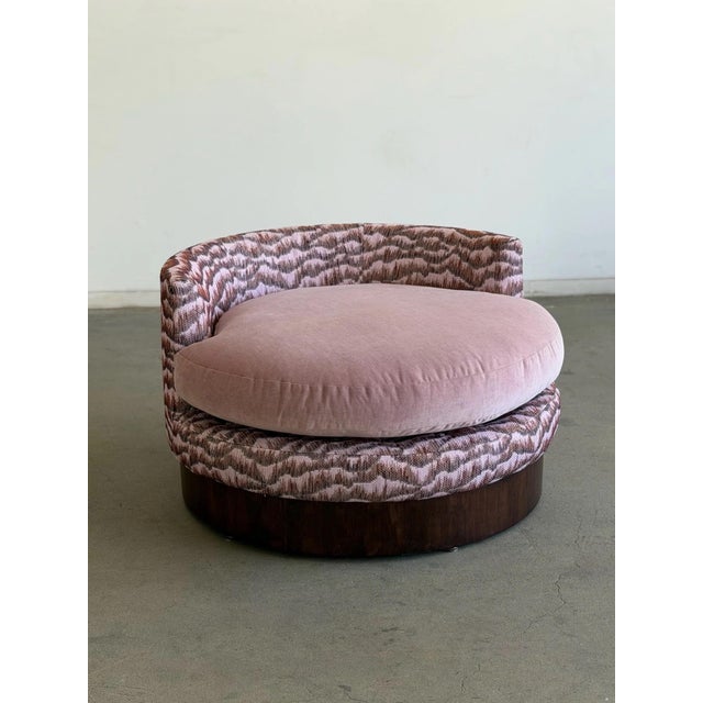 Vintage Baughman-Style Oversized Barrel Lounge Chair For Sale - Image 9 of 11