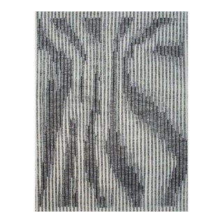 6x9 Gray Hand-Knotted Wool Vertical Shifting Sands Abstract Modern Carpet Rug For Sale