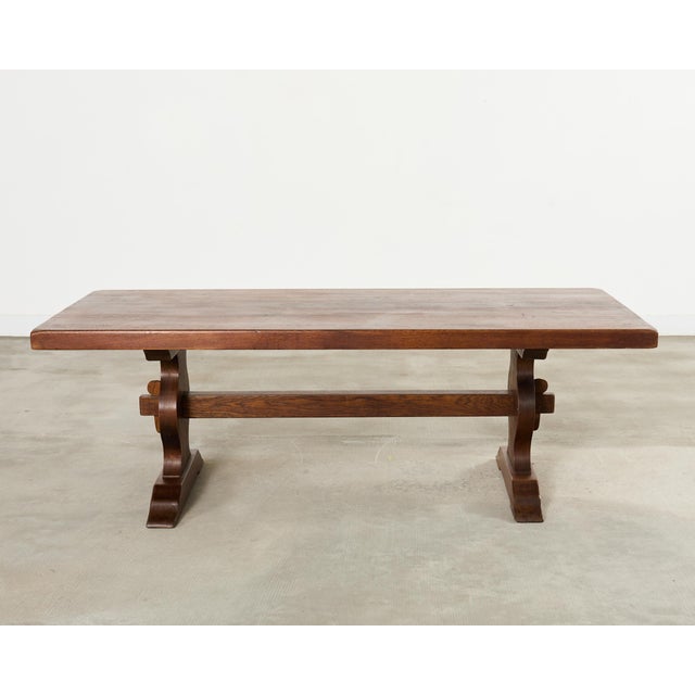 Country French Oak Farmhouse Trestle Dining Table For Sale - Image 18 of 18