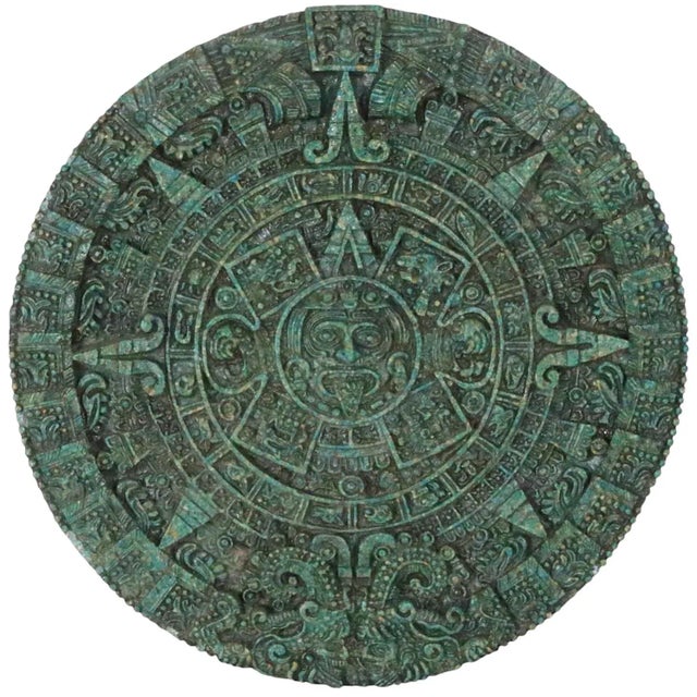 Tribal Vintage Aztec Mayan Sun Stone Calendar, Circa 1970's For Sale - Image 3 of 8