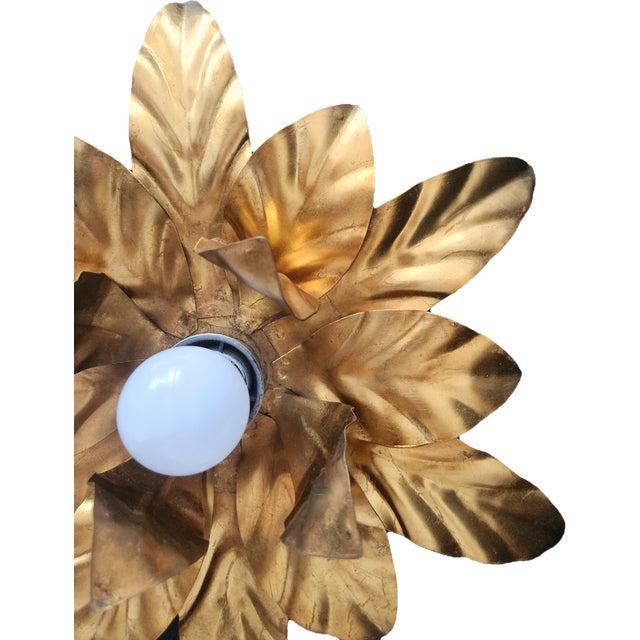 Modern Hollywood Regency Florentine Flower-Shaped Gilt Flush Mount from Hans Kögl, Italy, 1960s For Sale - Image 3 of 18
