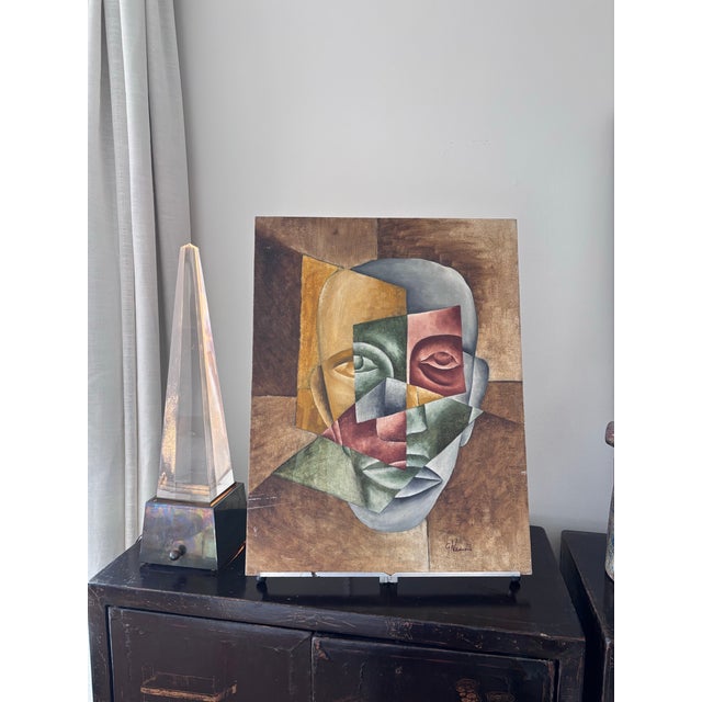 1960s Mid Century Modern George Kosanovic Painting Abstract Cubist Portrait PNW Art For Sale In Seattle - Image 6 of 8