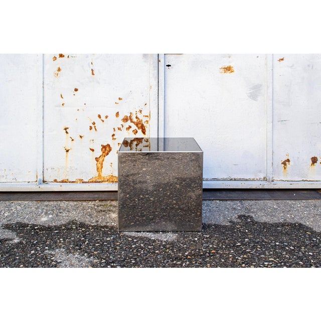 Coffee table with steel frame and mirror top. Space Age style Made in Italy 1970s