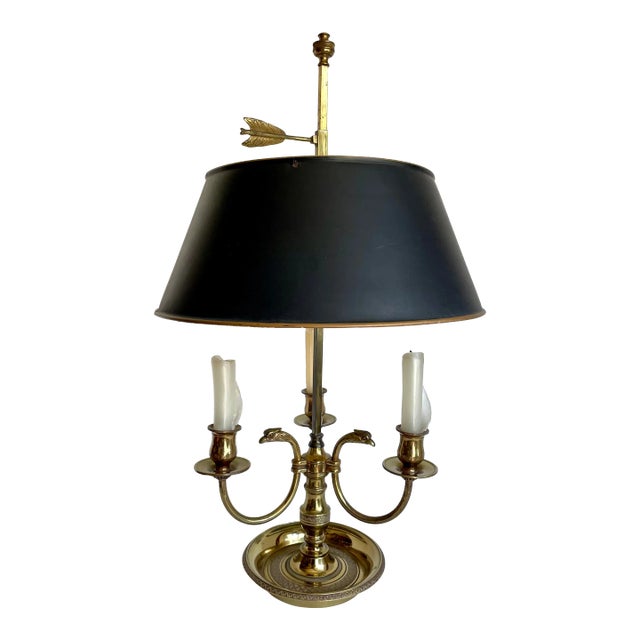 Early 20th Century Louis XVI Style Bouillotte Table Lamp With Eagle Head and Arrow Details For Sale