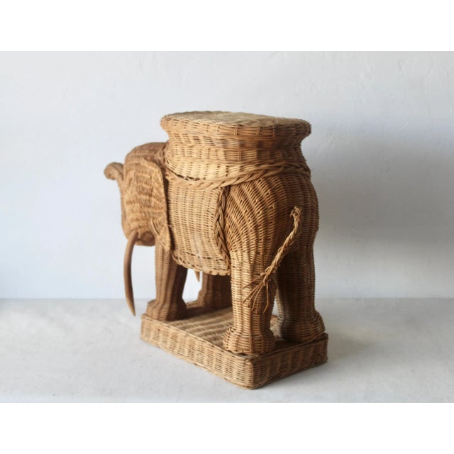 1970s Vivai Del Sud Style Wicker Elephant Side Table Stand Base For Sale - Image 10 of 14