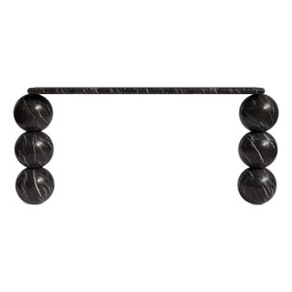 Olly Alexander Black Marble Console Table 70" For Sale
