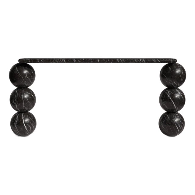 Olly Alexander Black Marble Console Table 70" For Sale