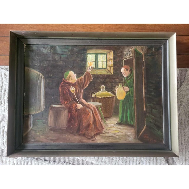 2 Monks, 1920s, Oil on Canvas For Sale - Image 4 of 7