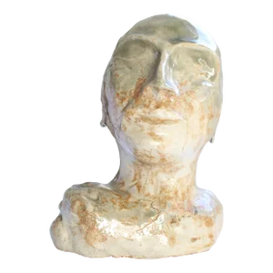 Circa 1940's -1950's Male Bust Sculpture/Glazed Clay Pottery