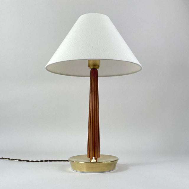 Teak & Brass Table Lamp Asea No E1240 from Bergboms, Sweden 1940s For Sale - Image 10 of 13