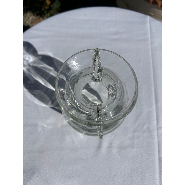 Transparent Vintage Hand Blown Glass Pitcher For Sale - Image 8 of 12