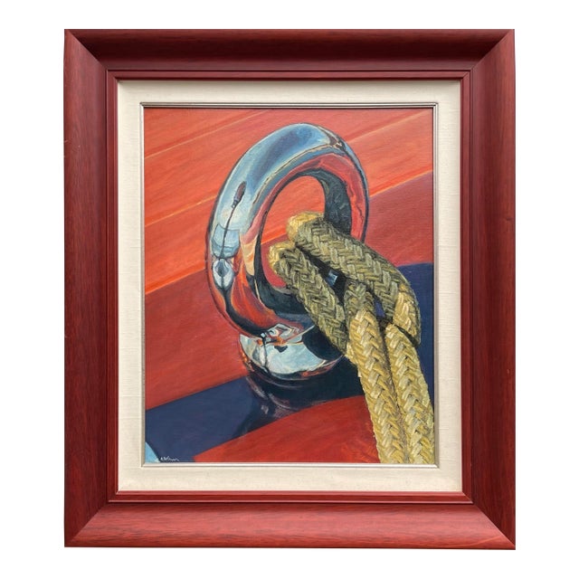 Vintage Original Yachting Painting by Lake Tahoe Artist Andrew Bolam - Framed For Sale