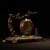 Traditional Vintage Bronze Table Clock Jeweled Bird & Dog Sculptural Desk Timepiece 4.3" For Sale - Image 3 of 9