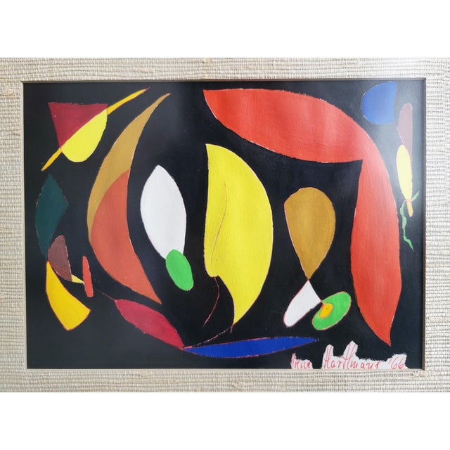 1960s Irene Hartlmayer, Mid-Century Modern Abstract Compositions, 1966, Gouache, Framed, Set of 3 For Sale - Image 5 of 12