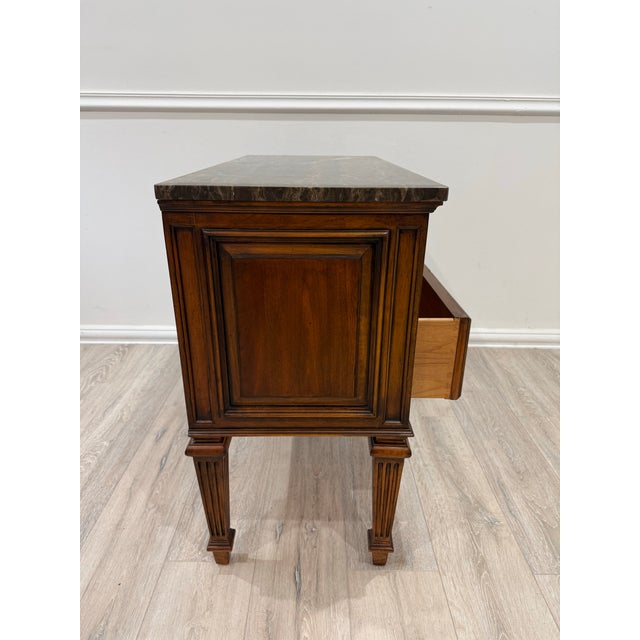 1980s Ethan Allen Tuscany Marble Top Console Table For Sale - Image 11 of 11