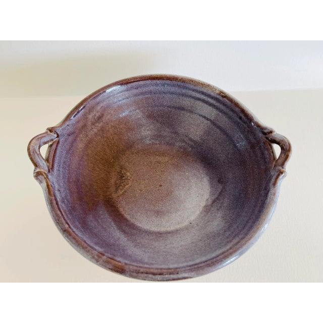 1970s Woburn Studio Art Pottery English Hand Crafted Handled Round Bowl For Sale - Image 4 of 8