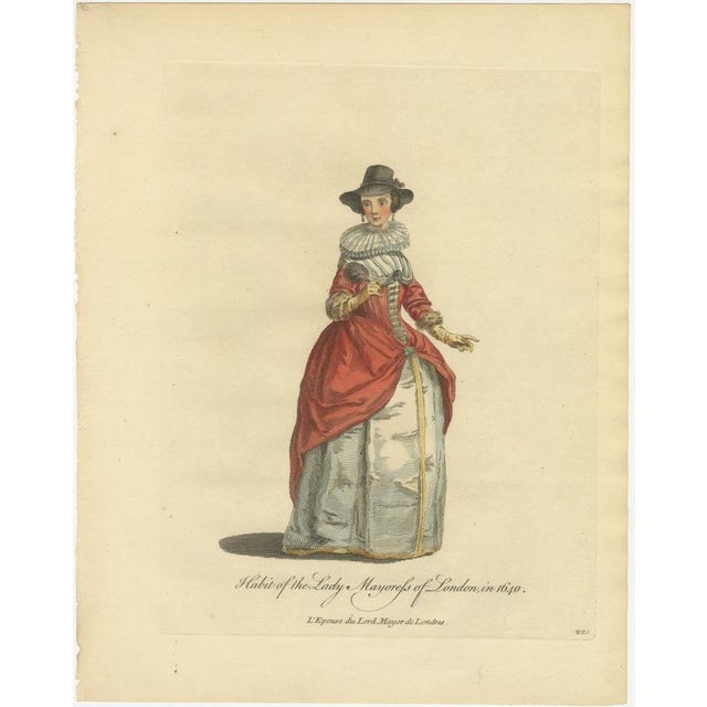Jefferys, Lady Mayoress of London in 1640, Ruff and Red Gown, 1757, Engraving For Sale - Image 3 of 9