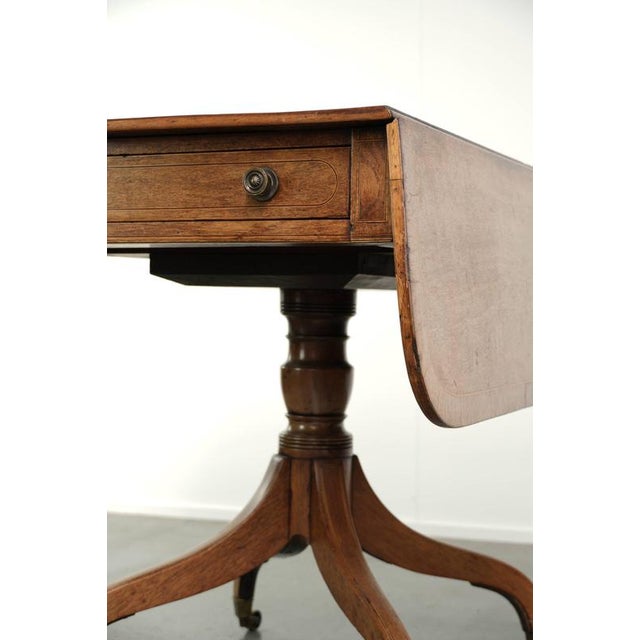 19th Century Antique English Drop-Leaf Side Table with Brass Details For Sale - Image 11 of 15