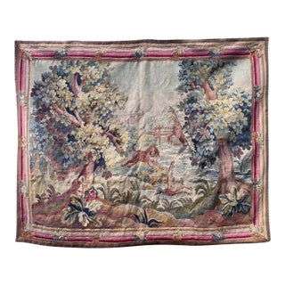 19th-Century French Tapestry With Dog and Duck Scene For Sale