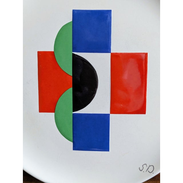 1980s Abstraction in Colors Plate in Enameled Ceramic by Sonia Delaunay, 1985 For Sale - Image 5 of 6