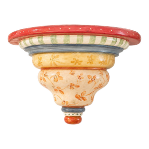 Signed Nance Aitchison 1998 Hand Painted Tuscan Wall Shelf Bracket