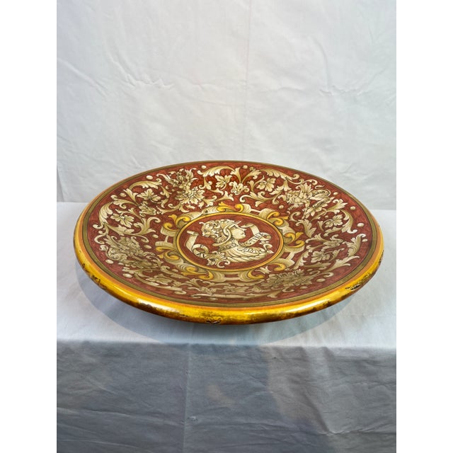 1990s Italian Hand Painted Round Ceramic Plates - a Pair For Sale - Image 10 of 13