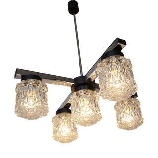Mid-Century Chrome Chandelier, Czechoslovakia, 1970s For Sale