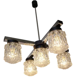 Mid-Century Chrome Chandelier, Czechoslovakia, 1970s