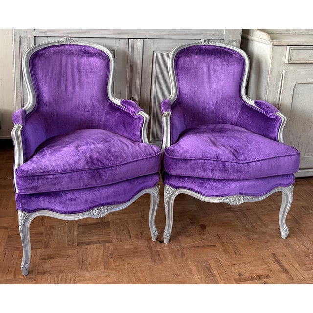 Gustavian (Swedish) Gustavian Bergeren Armchair in Velvet, Set of 2 For Sale - Image 3 of 5