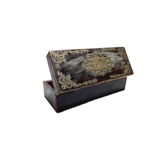 Oriental Wooden Toolbox with Alpacca Applications, 1930s For Sale - Image 3 of 17